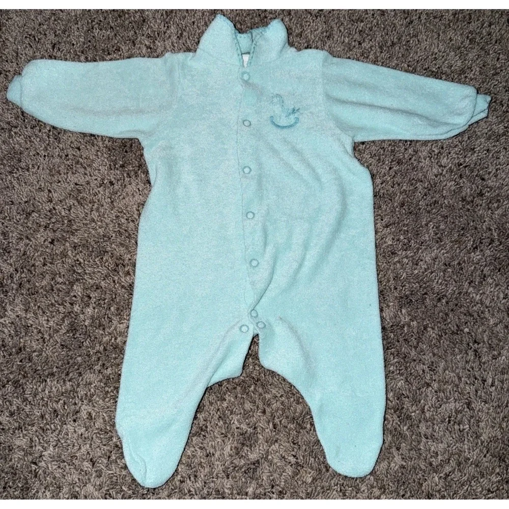 Vintage Carter's TerryCloth Baby Boys Sleeper w/ Rocking Horse Small‎ 0-3 Months